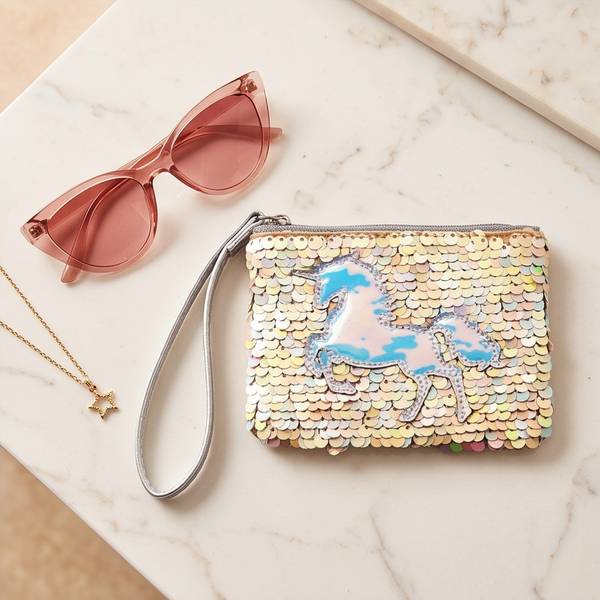 Carterita Mano Unicornio Lentejuelas Reversible Wristlet