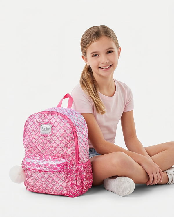 Mochila Rosada Modelo Sirena Con Lentejuelas Reversibles