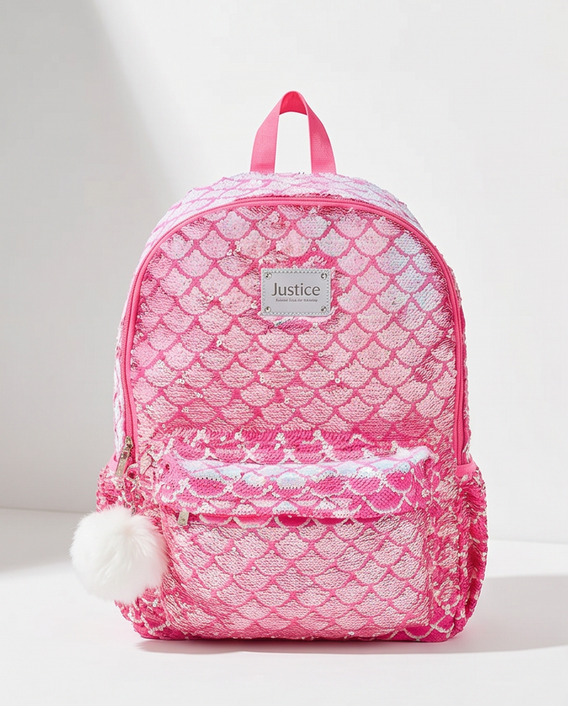Mochila Rosada Modelo Sirena Con Lentejuelas Reversibles