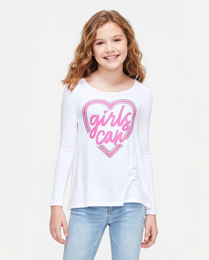 Polo Manga Larga Modelo Corazon Girls Can 14/16