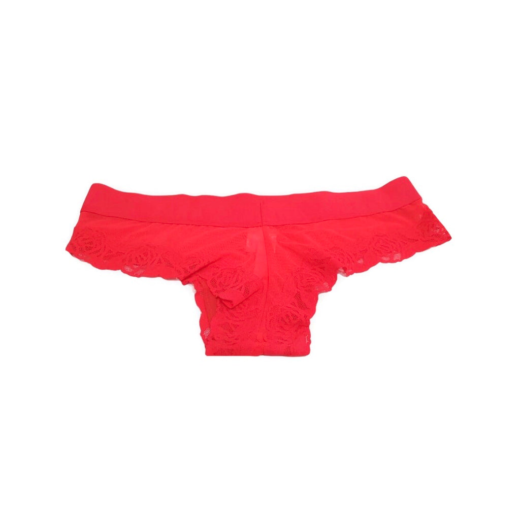 Victoria's Secret Logo Bikini con Encajes, Rojo Talla M