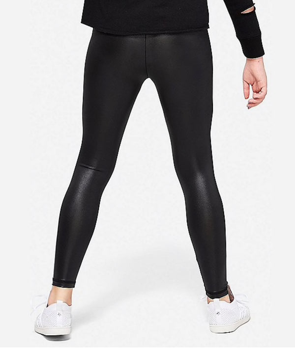 Leggings con Brillo Tipo Cuero Negro Talla 12